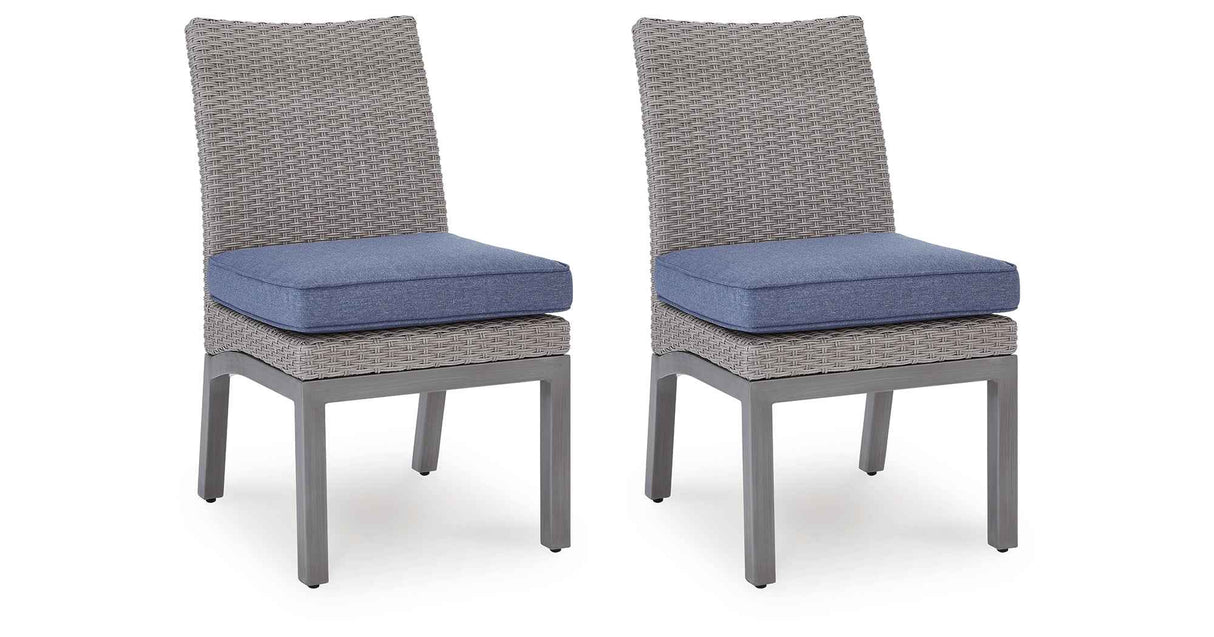 Half Moon Beach Blue/Gray Outdoor Side Chair with Cushion (Set of 2) by Ashley at Eve Furniture