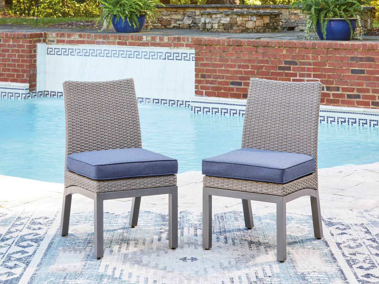 Half Moon Beach Blue/Gray Outdoor Side Chair with Cushion (Set of 2) by Ashley at Eve Furniture