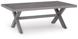 Half Moon Beach Blue/Gray Outdoor Sofa and 2 Chairs with Coffee Tabl by Ashley at Eve Furniture