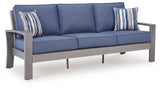 Half Moon Beach Blue/Gray Outdoor Sofa and Loveseat by Ashley at Eve Furniture