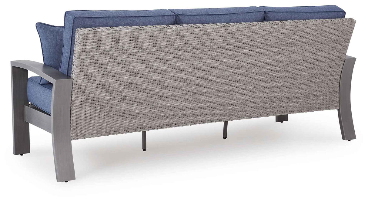 Half Moon Beach Blue/Gray Outdoor Sofa and Loveseat by Ashley at Eve Furniture