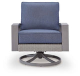 Half Moon Beach Blue/Gray Outdoor Sofa with 2 Lounge Chairs by Ashley at Eve Furniture