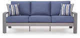 Half Moon Beach Blue/Gray Outdoor Sofa with 2 Lounge Chairs by Ashley at Eve Furniture