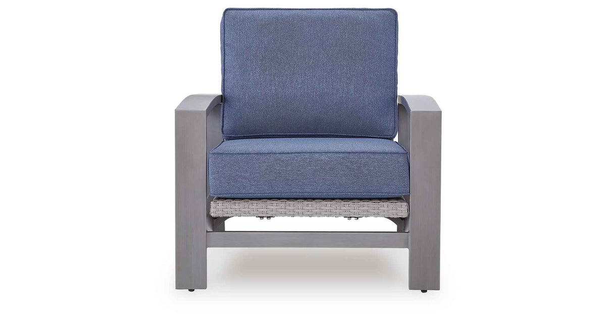 Half Moon Beach Blue/Gray Outdoor Spring Lounge Chair by Ashley at Eve Furniture