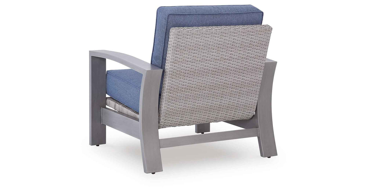 Half Moon Beach Blue/Gray Outdoor Spring Lounge Chair by Ashley at Eve Furniture
