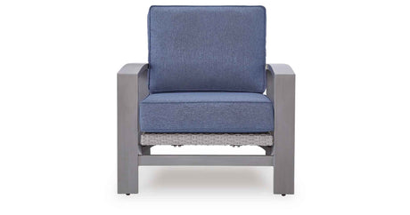 Half Moon Beach Blue/Gray Outdoor Spring Lounge Chair by Ashley at Eve Furniture