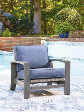 Half Moon Beach Blue/Gray Outdoor Spring Lounge Chair by Ashley at Eve Furniture