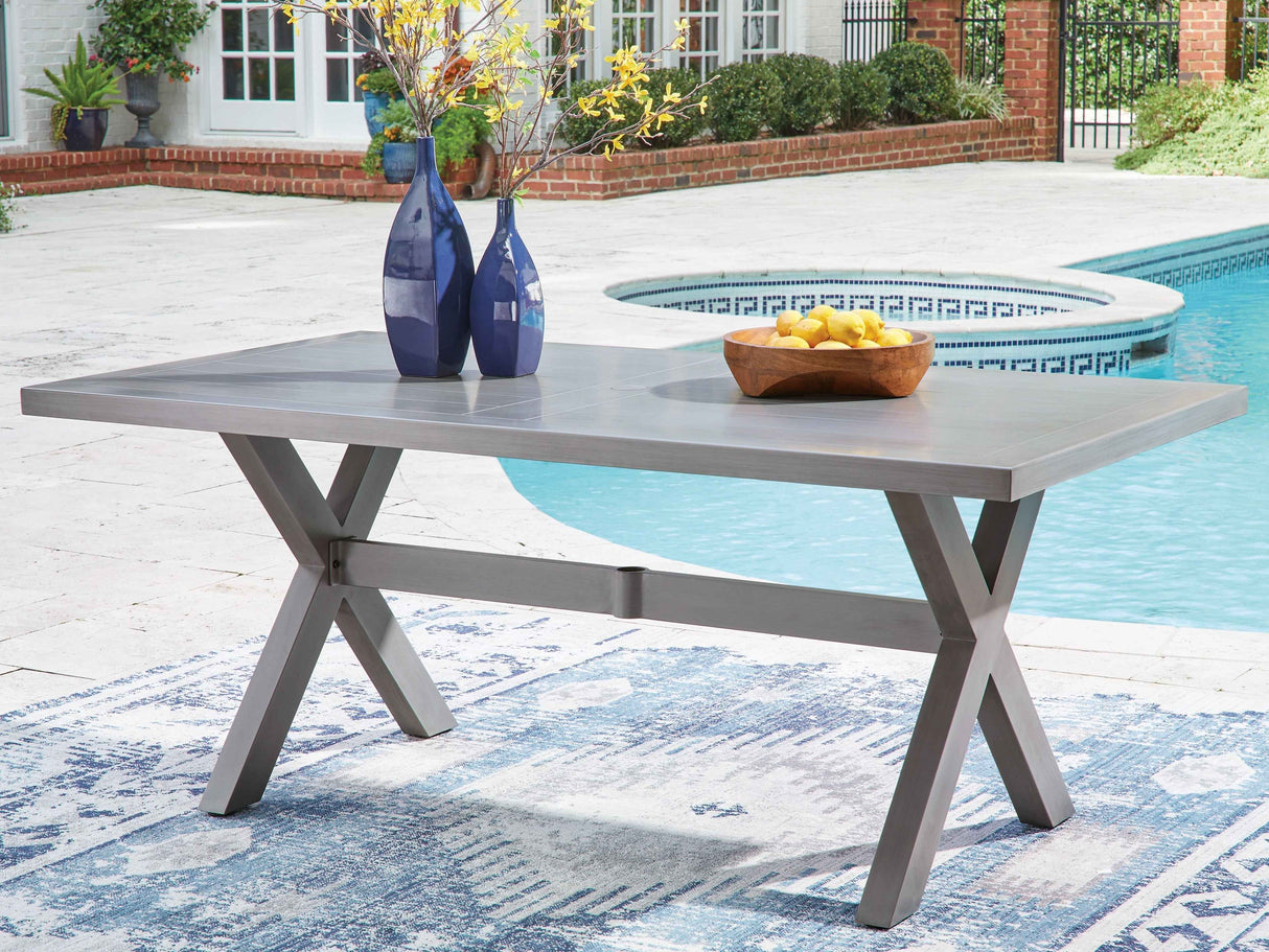 Half Moon Beach Gray Outdoor Dining Table by Ashley at Eve Furniture
