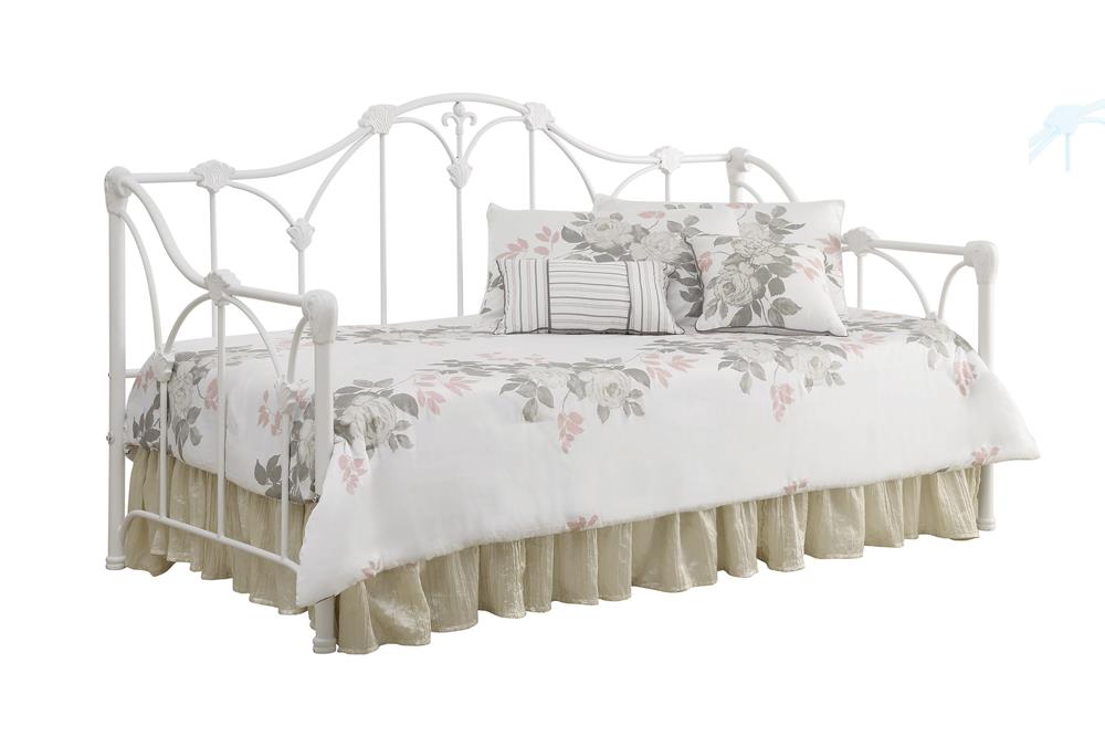 Halladay White Twin Metal Daybed with Floral Frame