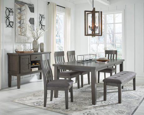 Hallanden Gray Extendable Dining Set by Ashley at Eve Furniture