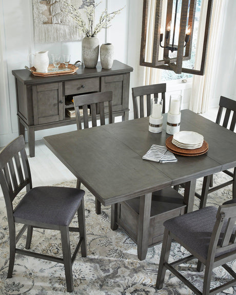 Hallanden Two-tone Gray Counter Height Set by Ashley at Eve Furniture