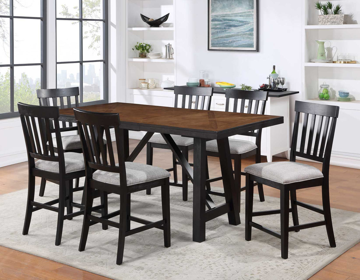 Halle Ebony/Oatmeal Counter Height Dining Set by Steve Silver at Eve Furniture
