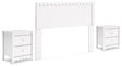 Hallityn Full Panel Headboard with 2 Nightstands in White by Ashley at Eve Furniture