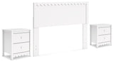 Hallityn Full Panel Headboard with 2 Nightstands in White by Ashley at Eve Furniture
