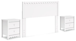 Hallityn Full Panel Headboard with 2 Nightstands in White by Ashley at Eve Furniture