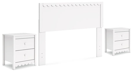 Hallityn Full Panel Headboard with 2 Nightstands in White by Ashley at Eve Furniture