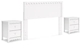 Hallityn Full Panel Headboard with 2 Nightstands in White