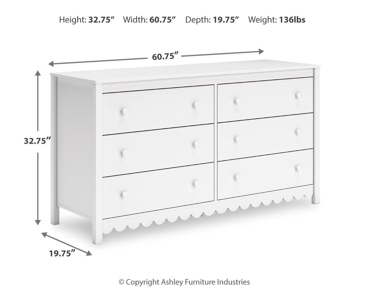Hallityn Full Panel Headboard with Dresser and Nightstand in White by Ashley at Eve Furniture