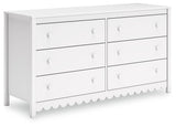 Hallityn Full Panel Headboard with Dresser and Nightstand in White