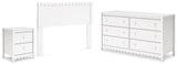 Hallityn Full Panel Headboard with Dresser and Nightstand in White