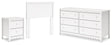 Hallityn Twin Panel Headboard with Dresser and Nightstand in White by Ashley at Eve Furniture