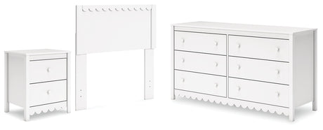 Hallityn Twin Panel Headboard with Dresser and Nightstand in White by Ashley at Eve Furniture