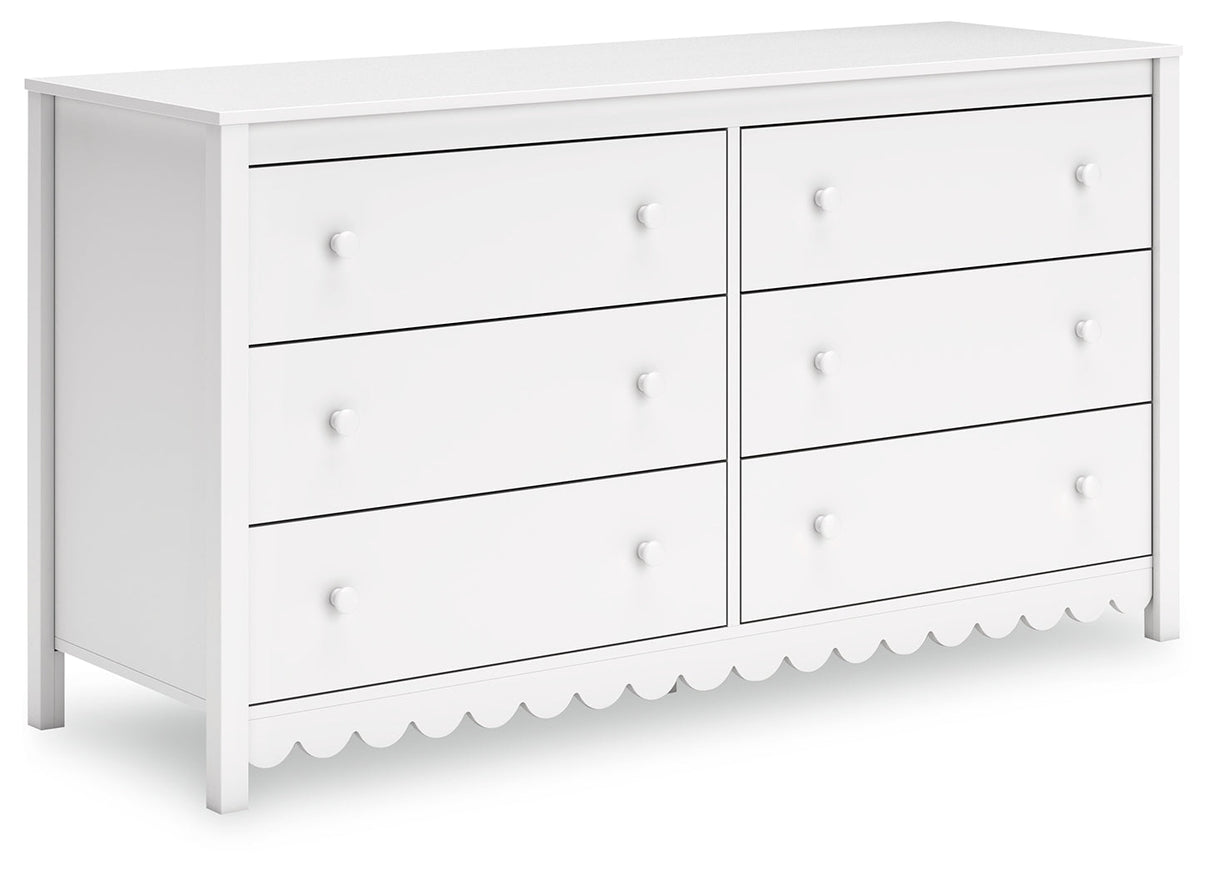 Hallityn Twin Panel Headboard with Dresser and Nightstand in White