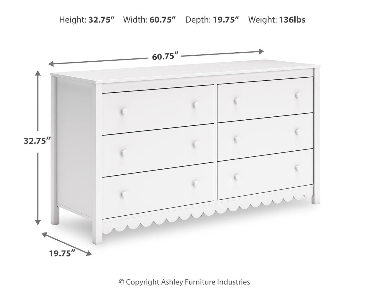 Hallityn Twin Panel Headboard with Dresser and Nightstand in White