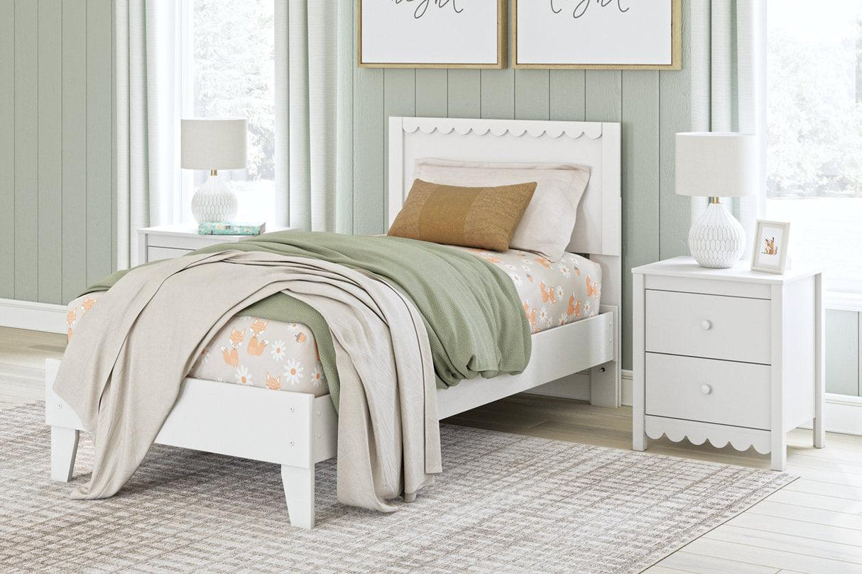 Hallityn White Twin Panel Platform Bed by Ashley at Eve Furniture