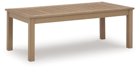 Hallow Creek Driftwood Outdoor Coffee Table by Ashley at Eve Furniture