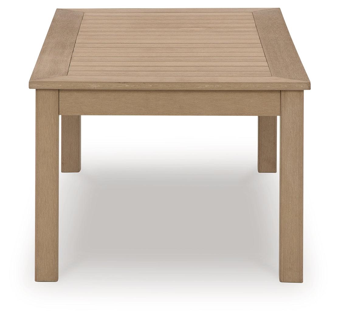 Hallow Creek Driftwood Outdoor Coffee Table by Ashley at Eve Furniture