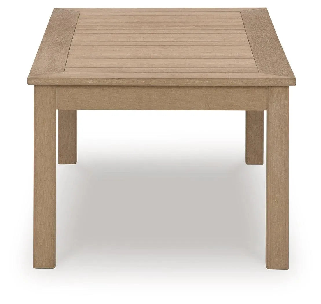 Hallow Creek Driftwood Outdoor Coffee Table by Ashley at Eve Furniture