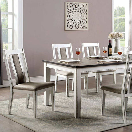 Halsey Weathered White/Dark Walnut 7-Piece Dining Set by Furniture of America at Eve Furniture