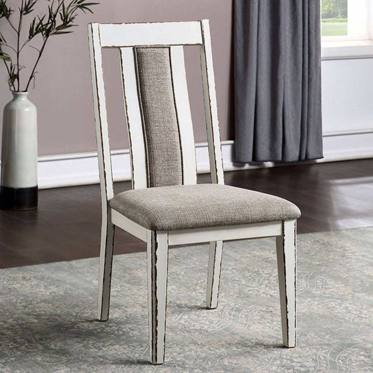 Halsey Weathered White/Dark Walnut 7-Piece Dining Set by Furniture of America at Eve Furniture