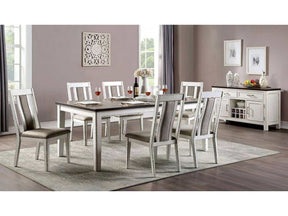 Halsey Weathered White/Dark Walnut 7-Piece Dining Set by Furniture of America at Eve Furniture