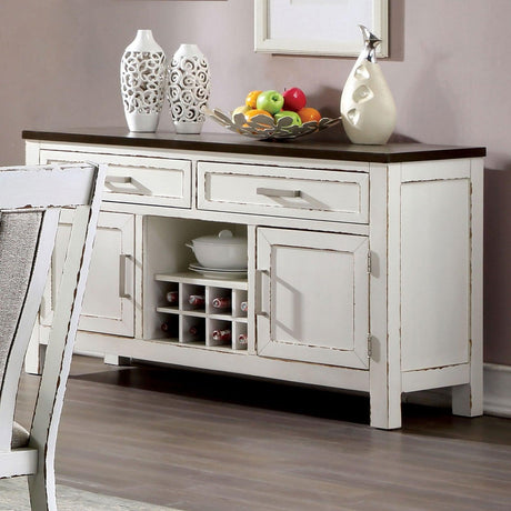Halsey Weathered White/Dark Walnut Server by Furniture of America at Eve Furniture