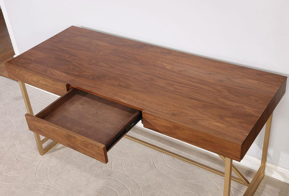 Halstein Light Walnut/Gold Desk by Furniture of America at Eve Furniture