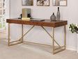 Halstein Light Walnut/Gold Desk by Furniture of America at Eve Furniture