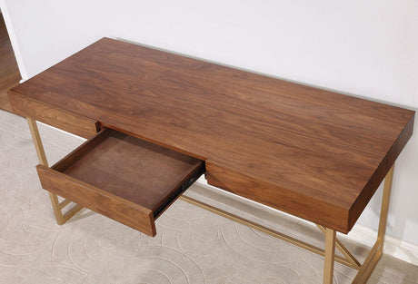 Halstein Light Walnut/Gold Desk by Furniture of America at Eve Furniture