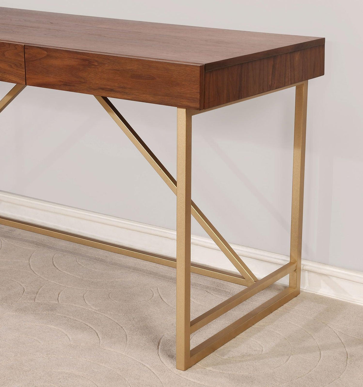 Halstein Light Walnut/Gold Desk by Furniture of America at Eve Furniture