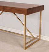 Halstein Light Walnut/Gold Desk by Furniture of America at Eve Furniture