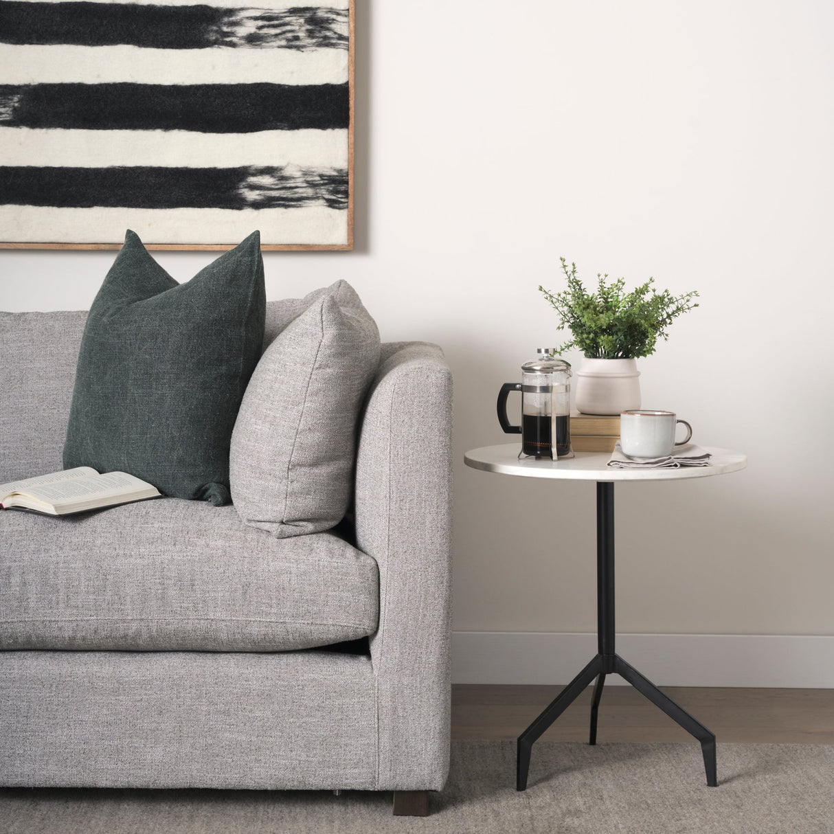 Halston Arm Pillow Light Gray Performance Fabric by Mercana at Eve Furniture