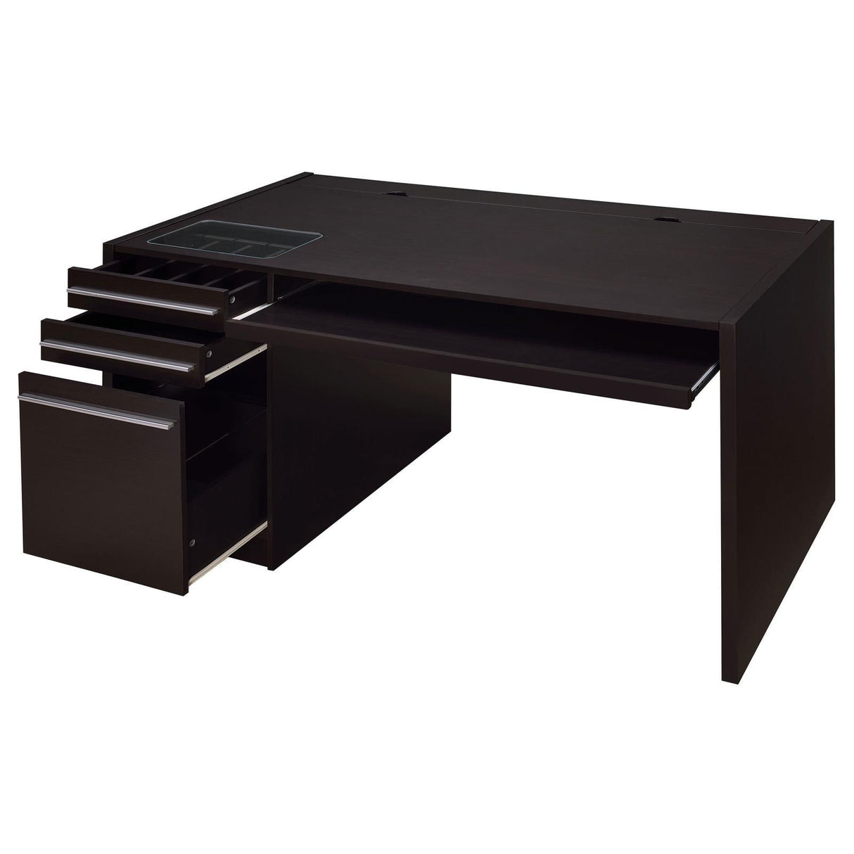 Halston Cappuccino 3-Drawer Connect-it Office Desk by Coaster at Eve Furniture