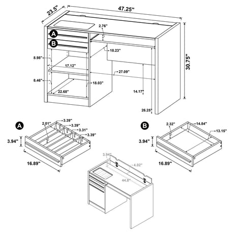 Halston Cappuccino Rectangular Connect-it Office Desk by Coaster at Eve Furniture