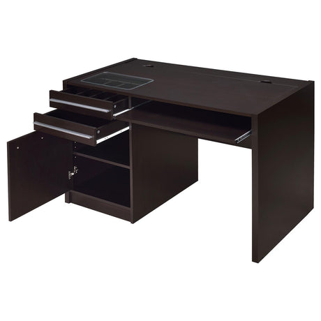 Halston Cappuccino Rectangular Connect-it Office Desk by Coaster at Eve Furniture