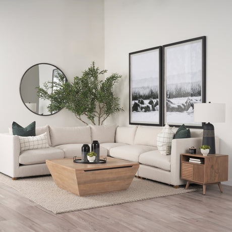 Halston Corner Sectional Piece Oatmeal Performance Fabric by Mercana at Eve Furniture