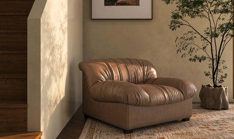 Halston Lounge Chair Tan Leather by Moe's Home at Eve Furniture