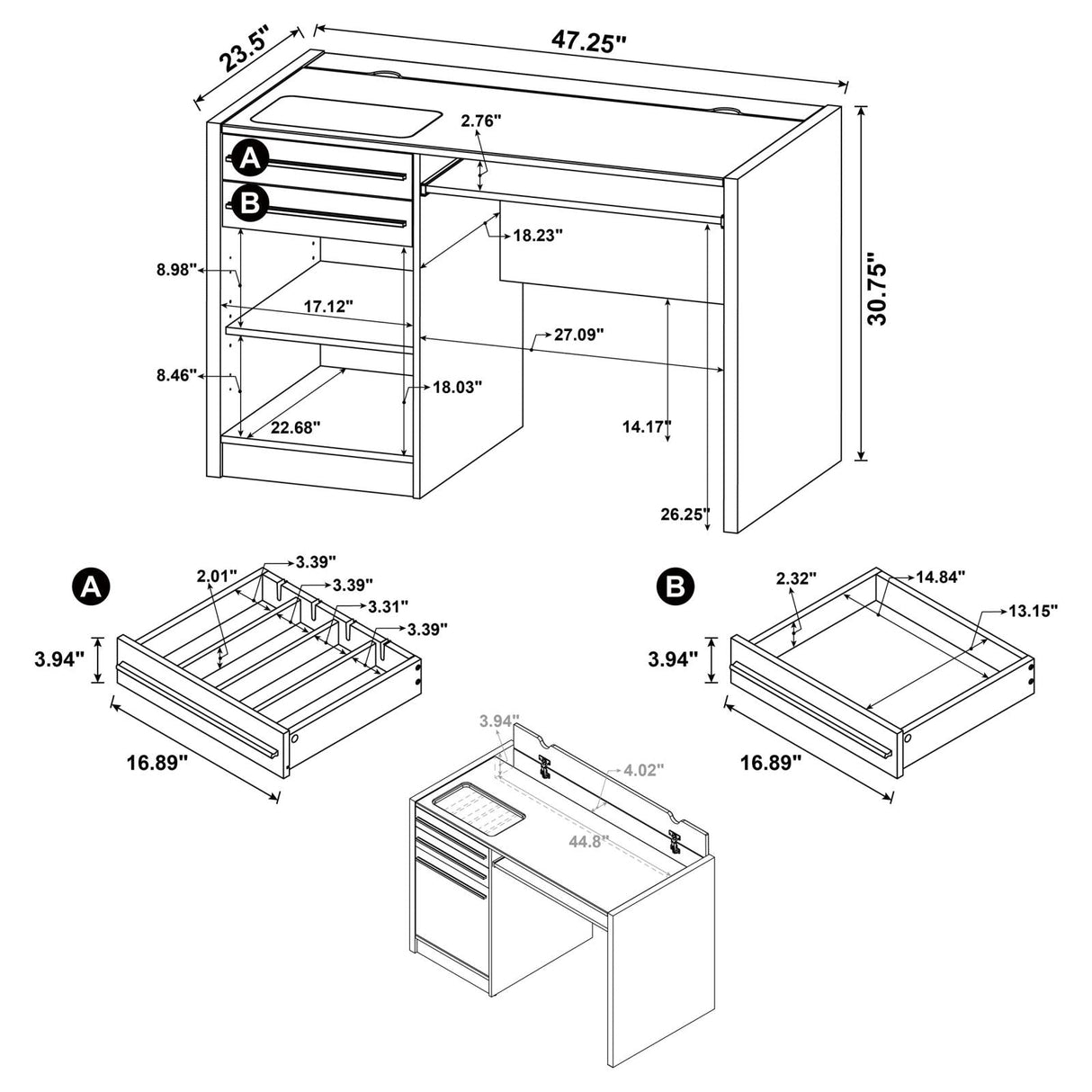 Halston Cappuccino Rectangular Connect-it Office Desk