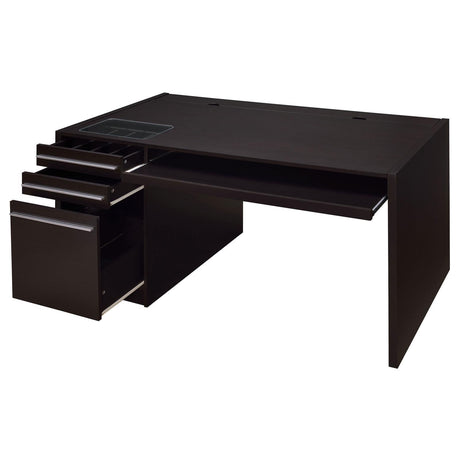 Halston Cappuccino 3-Drawer Connect-it Office Desk by Coaster at Eve Furniture