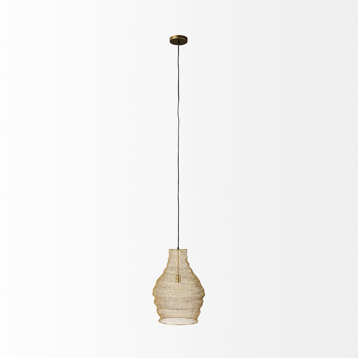 Halycon Gold Mesh and Iron Pendant Light by Mercana at Eve Furniture